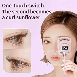 USB Heated Eyelash Curler with LED Display, Color-Changing Silicone Pad, Fast Heating, Compact and Portable, Safe for All Lashes