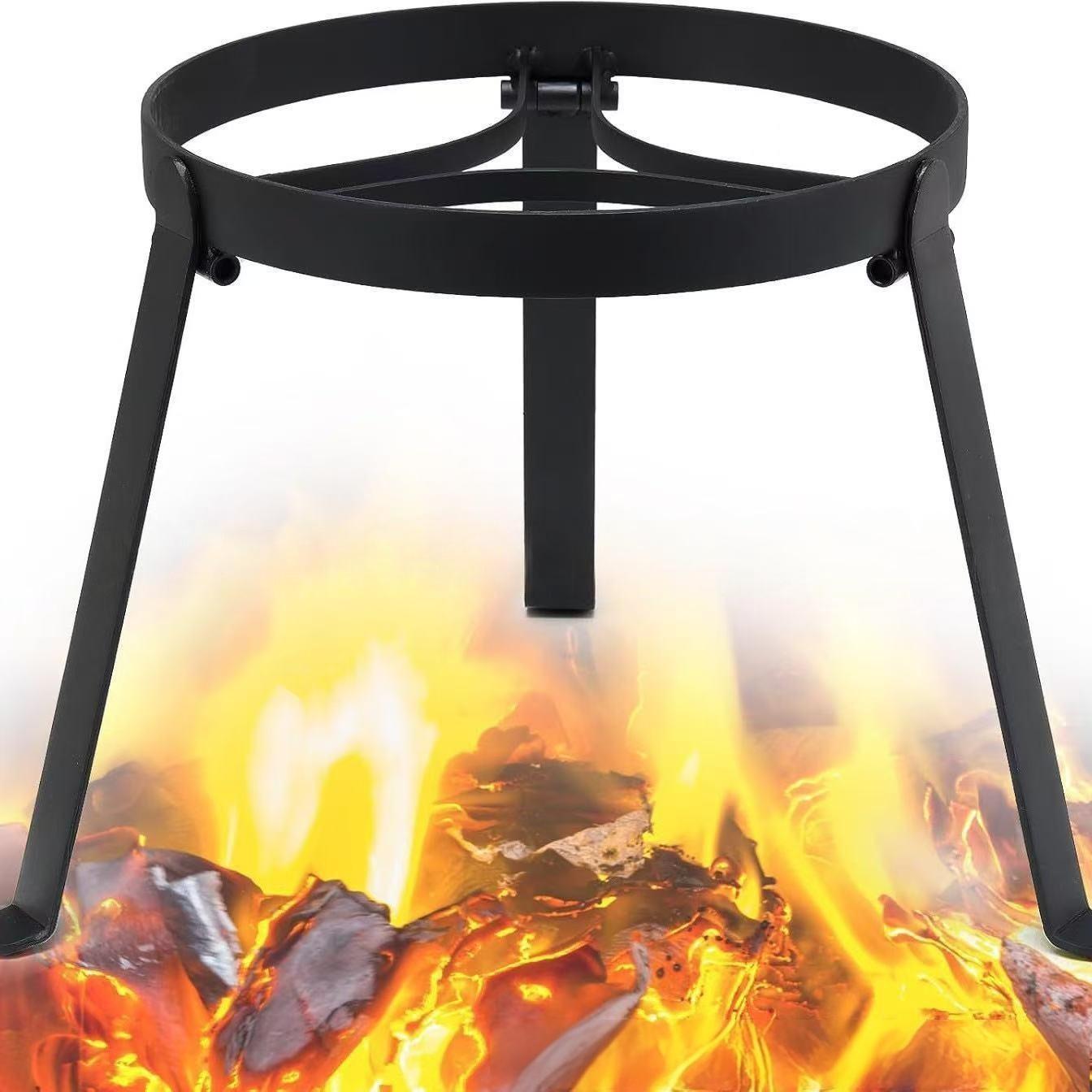 Durable Steel Campfire Tripod Stand, Foldable Fire Pit Holder, Outdoor Cooking Sturdy Support, Ideal for Camping & Picnics