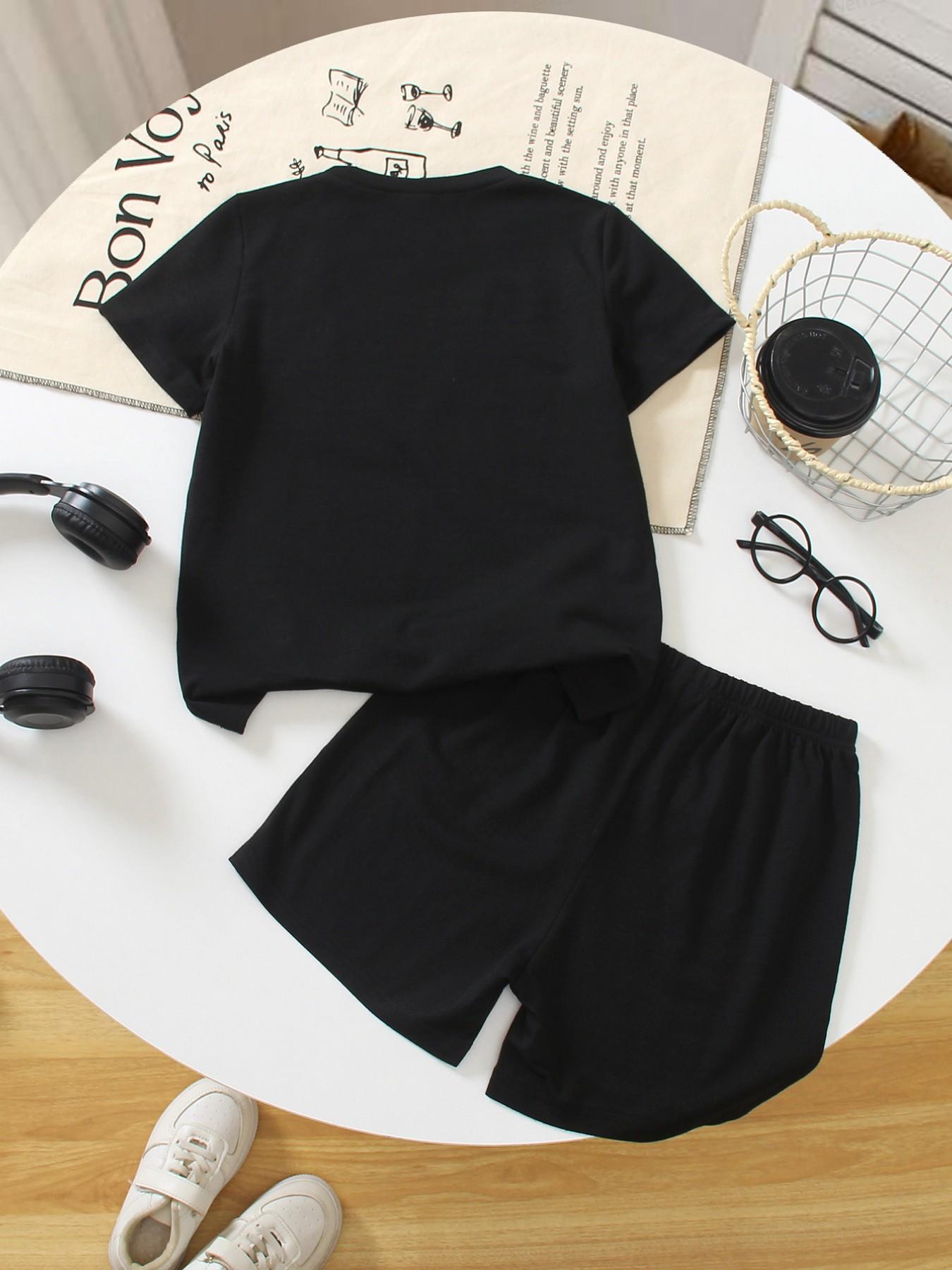 If Mom Says No, Ask Grandma - Embroidered Children's Love Letter To Grandma Set, Summer New Style Boys' And Girls' Short-Sleeved T-Shirts + Shorts 2-Piece Set, Chic, Comfortable, Casual, Fashionable, Daily Versatile #Father's Day #Mother's Day #Gift #520