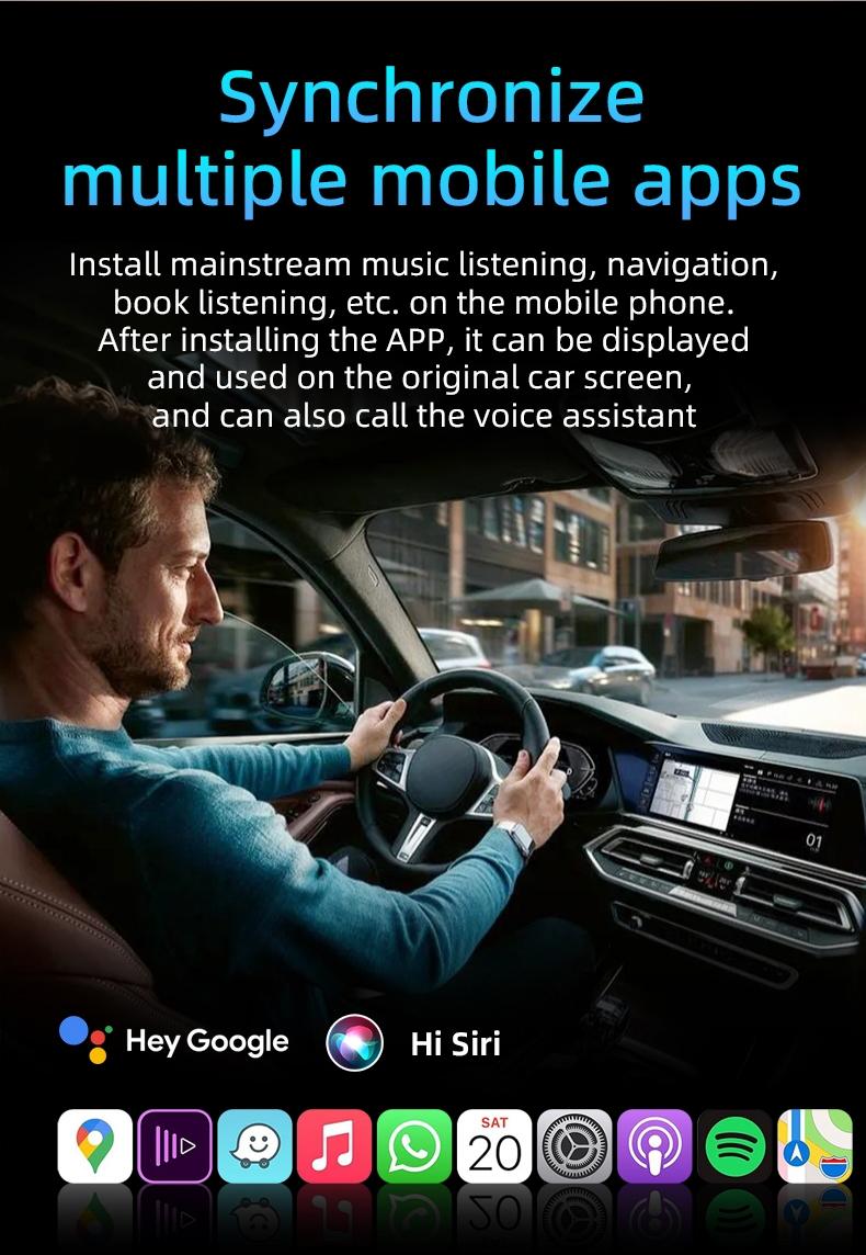 Wireless Carplay & Android Auto Adapter, Wireless Carplay Dongle, Upgrade Wired Functions to Wireless, Compatible with iPhone & Android Phones, Mini Design, No Delay