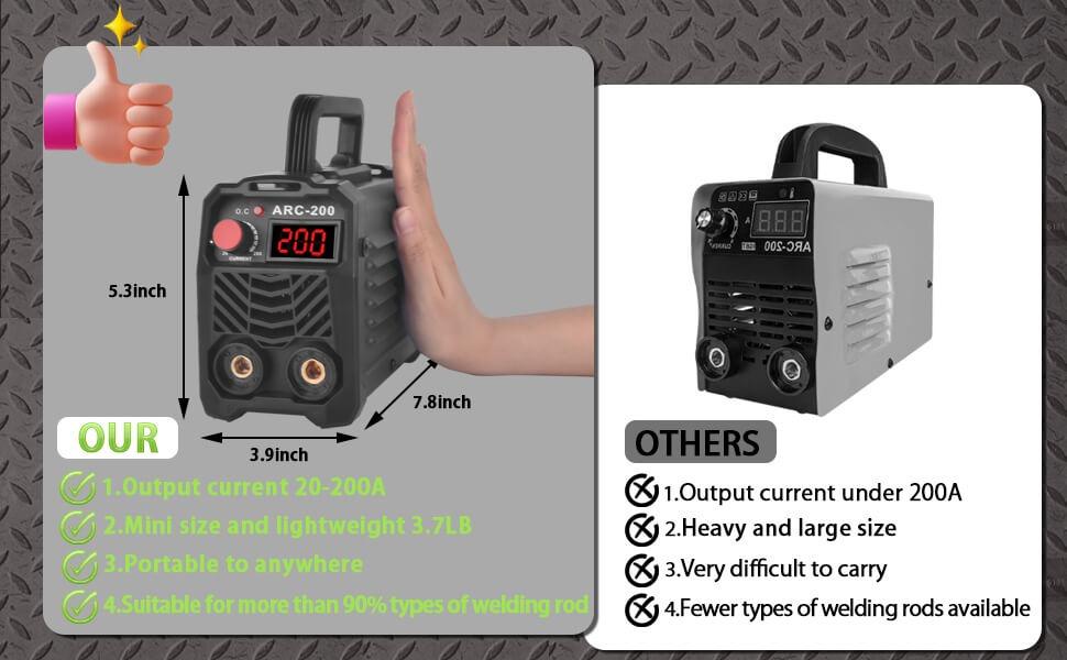 200Amp 20PCS Rods Welder Machine 110V, Super MINI Portable Welding Machine, IGBT Inverter Stick Welder with Hot Start Arc Force Anti-Stick, for 1/16"-1/8" Rod ARC Welder, 2 Chip Hammers, Gloves Outdoorfun Tool welder machine Industrial  HARD EDGEHARD EDGE