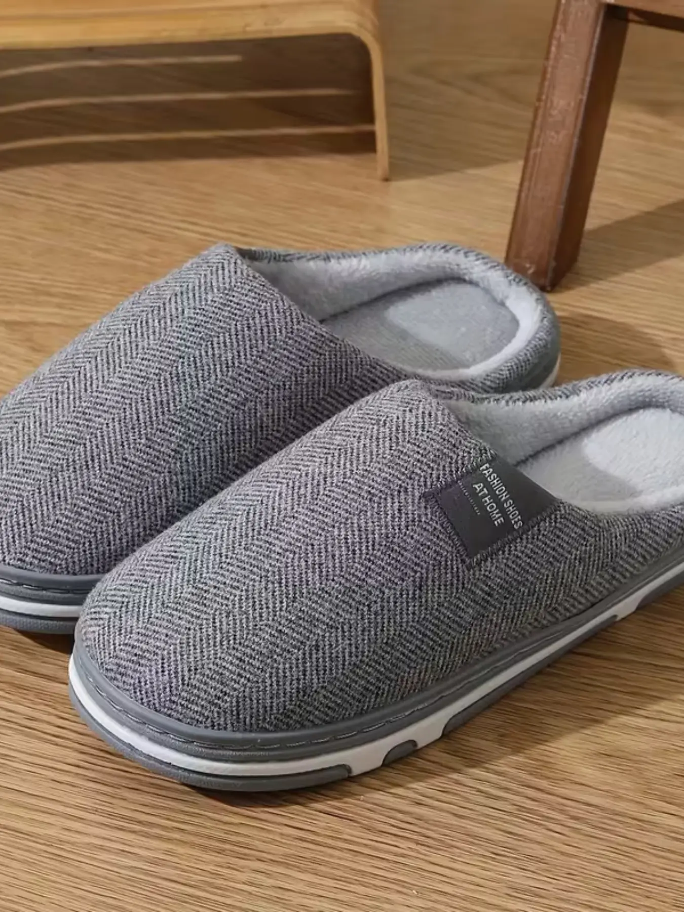Men's Extra Large Wide Fit Warm Indoor Slippers, Casual Soft Slippers, Single Color Thick Sole Soft Cozy Home Shoes, Winter Fall Footwear