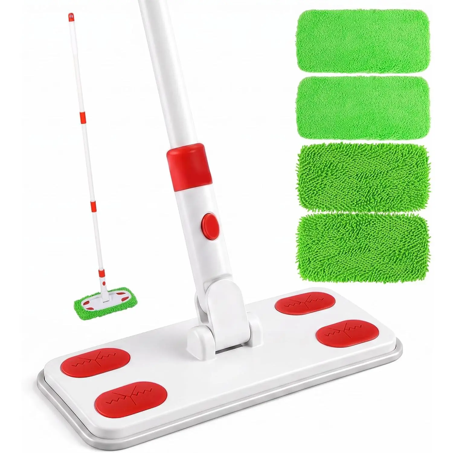 2-in-1 Sweeper Mop for Floor Cleaning with 4 Reusable Microfiber Pads