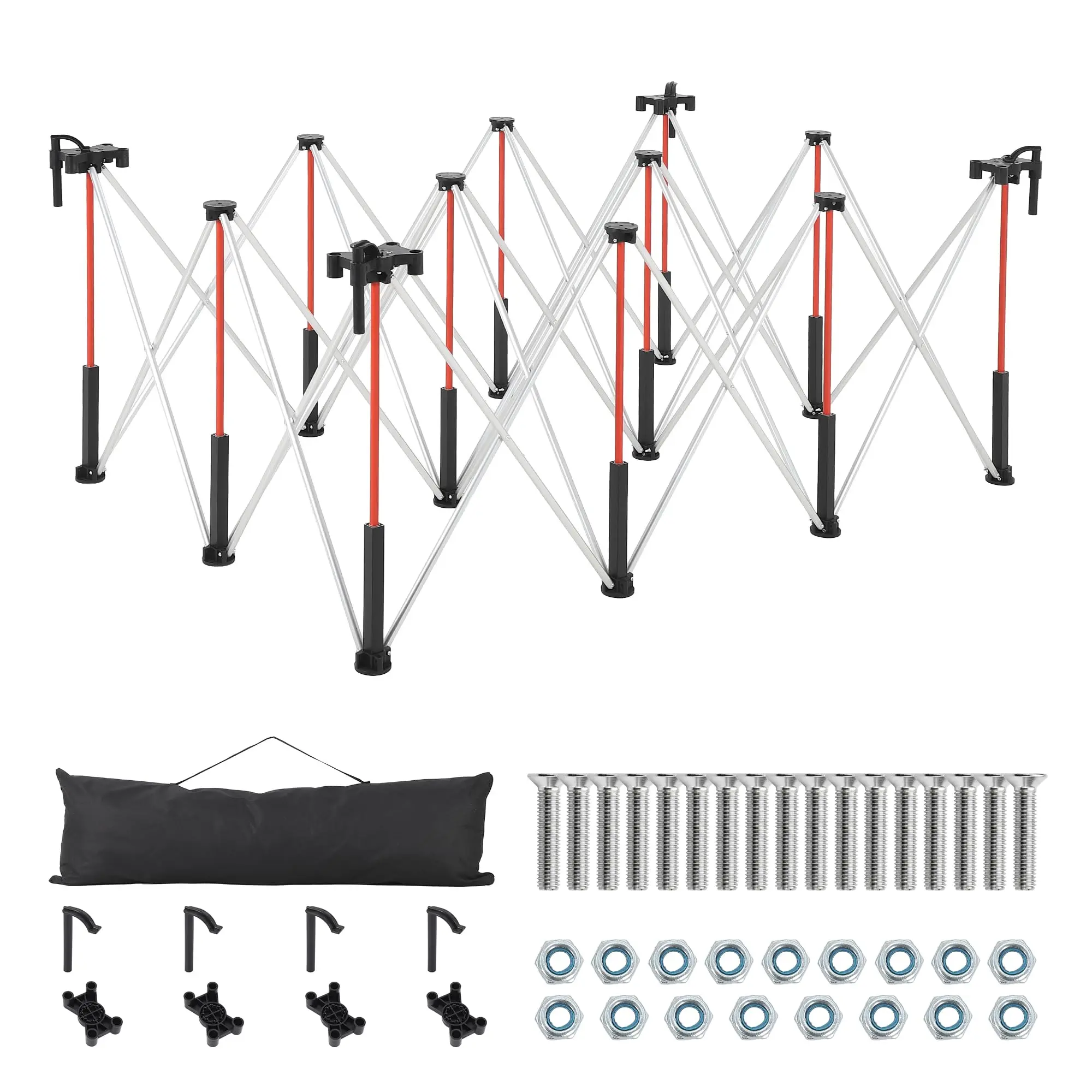 GARVEE Portable Folding Workbench Stand Bagged Set - Heavy-Duty Collapsible Metal Frame Kit with Quick Clamps, Multiple Heights, No Assembly Needed for Woodwork Jobs