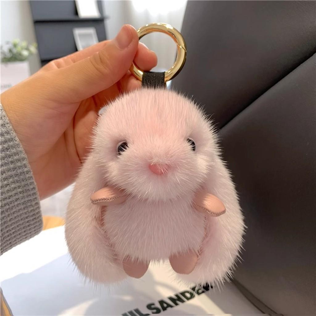 Cute Faux Mink Fur Bunny Keychain, Fluffy Bunny Keychain, Plush Car Key Ring, Bag Decoration, Holiday Gift, Soft and Adorable, Perfect for Gifts