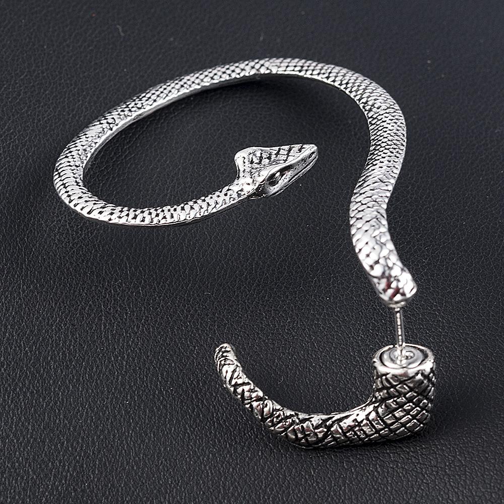 Snake-shaped twisted animal ear clips, punk style, European and American exaggerated retro ear cuffs, stylish jewelry earrings