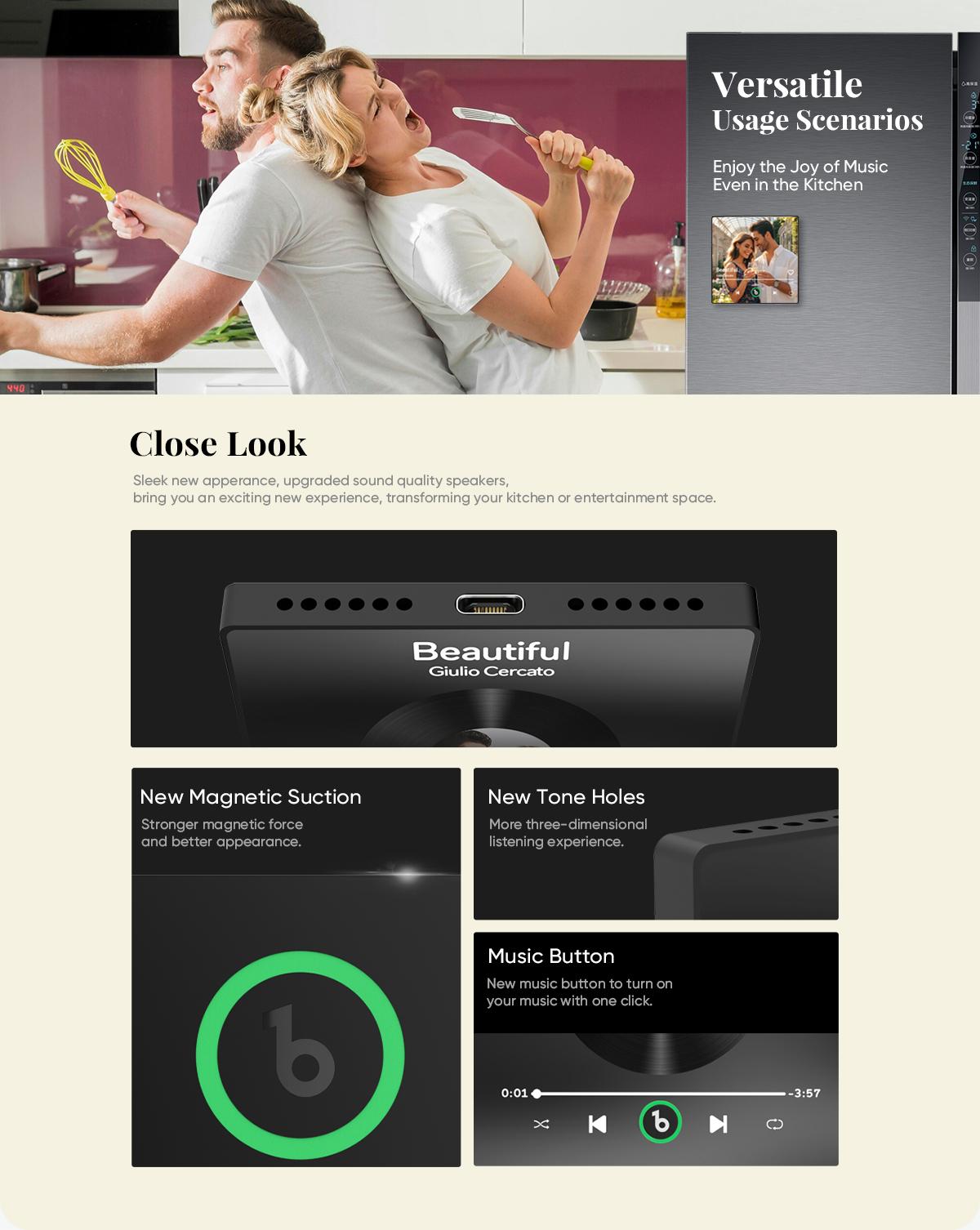 【Customization】Custom Music Fridge Magnet Colorful without Frame Personalized Album Infinite Love Fridge Magnet That Can Be Played Song Ideal Gift for Couple New 4.0 Upgrade