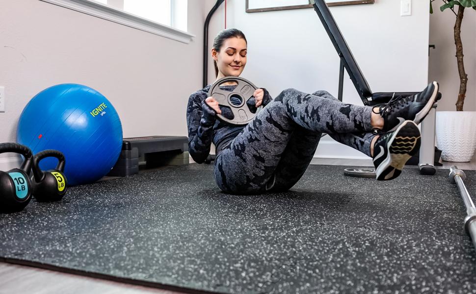 SUPERJARE 0.56 Inch Thick Exercise Equipment Mats, EVA Foam Mats with Rubber Top, Interlocking Rubber Floor Tiles for Home Gym and Fitness Room, Protective Flooring Mat, 24 in x 24 in SUPERJARE 0.56 Inch Thick Exercise Equipment Mats, EVA Foam Mats with Rubber Top, Interlocking Rubber Floor Tiles for Home Gym and Fitness Room, Protective Flooring Mat, 24 in x 24 in