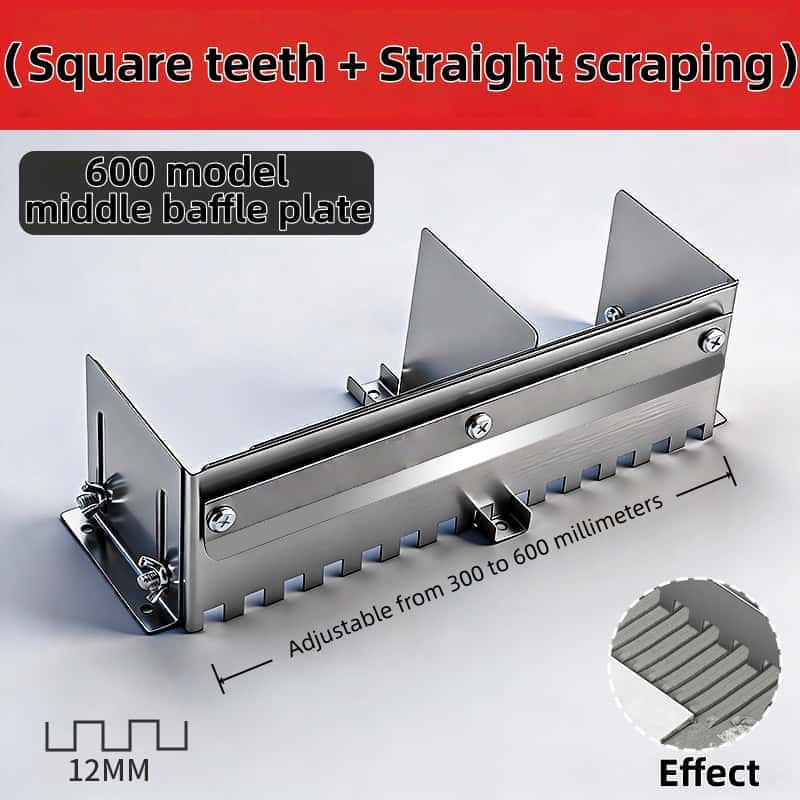 600/800 Type Straight Slot Grout Scraper, Tile Laying Tool, Adjustable 300-600mm, 12mm Square Tooth Spatula, Thick Stainless Steel