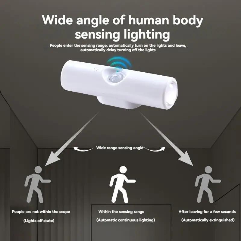 USB Rechargeable Motion Sensor Wall Light, Adjustable Brightness, Under Cabinet Lighting for Kitchen, Hallway, Closet, Stairs, Home Use, Multifunctional Lighting