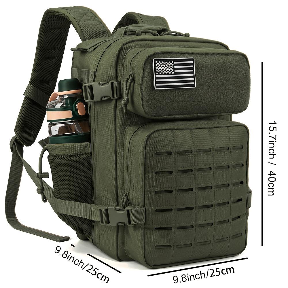 6.6gal Tactical Style Travel Backpack, Molle Daypack for Outdoor Hiking Camping Trekking, 180° Flat Open Weekend Bag with Laptop Compartment And Dual Cup Holders, Heavy Duty Gym Sports Pack