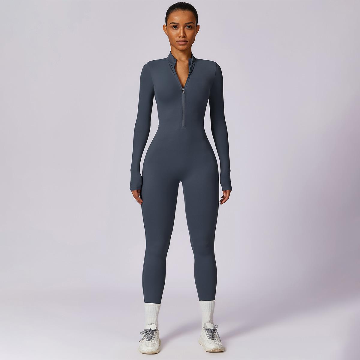 MASKERT Women's Long Sleeved Tummy Control Jumpsuit Comfortable Skin Friendly Stretchable Activewear for Workout Gym SpringStatements