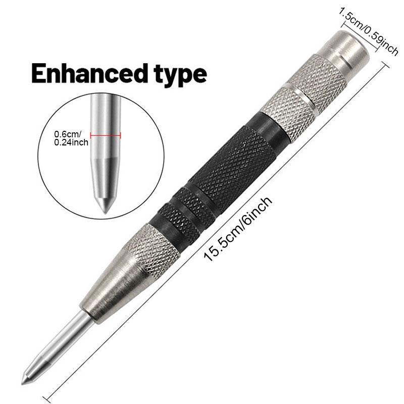 Press Button Automatic Center Punch, Innovative Dual Count Spring Loaded System, Stable and Controllable Impact Force, Adjustable Stroke Design