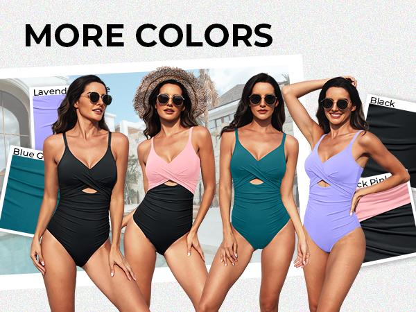Tempt Me Women One Piece Swimsuit Tummy Control Bathing Suits Cutout V Neck Twist Front Swimwear