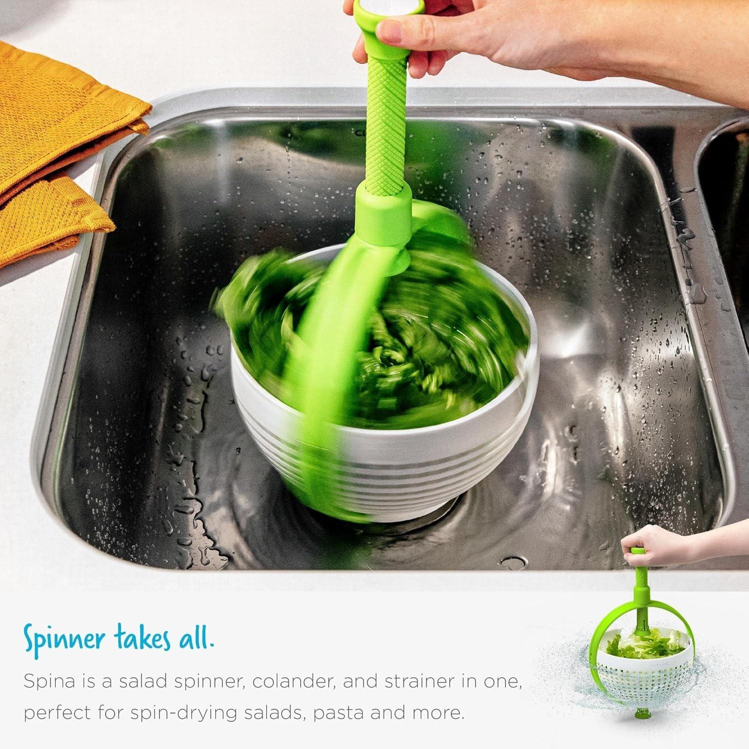 Rotating Salad Spinner, Kitchen Vegetable Washer Centrifugal Drain Basket, 2-In-1 Foldable Salad Dryer Strainer/filtration Bowl