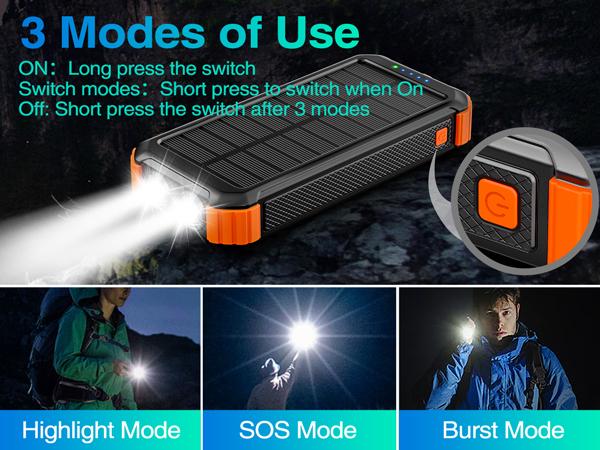 45800mAh Solar Power Bank, Built in 3 Cables Portable Phone Charger with USB C, 5V3.1A QC 3.0 Fast Charging, Compatible with iPhone, Samsung, Google, Apple, and More Smartphone