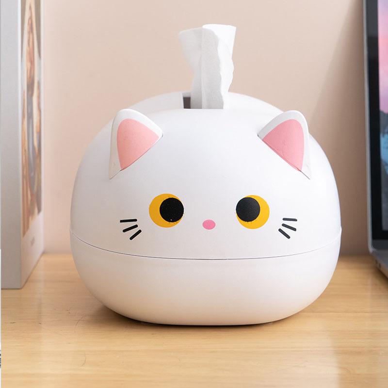Kawaii Cat Paper Towel Holder, Kitchen Napkin Storage Box, Toilet Paper Box, Desktop Hygiene Stand, Home Decor Accessory