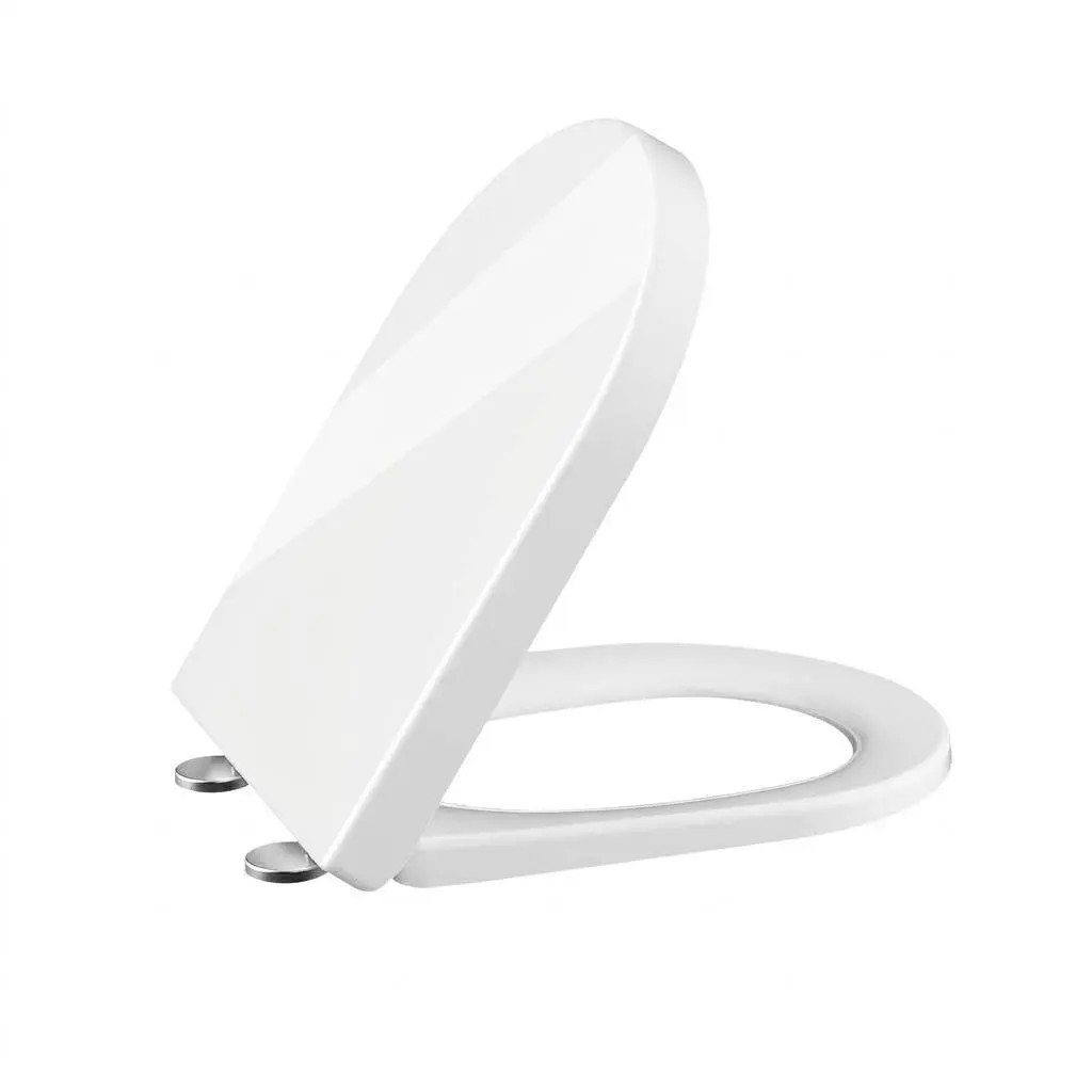 464x359mm D-Shape Toilet Seat, Soft Close UF Duroplast White WC Seat, Quick-Release & Adjustable Hinges, Easy Cleaning Silent Toilet Lid