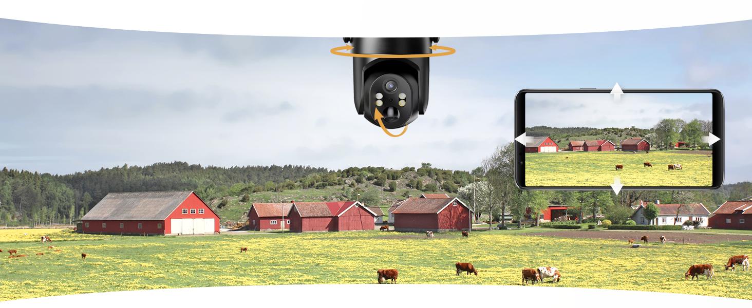 4G LTE Cellular Security Cameras Outdoor Wireless, 360° Live Video, PIR Motion, 2K Night Vision, Build in SIM Card(Data refill is required) summerwins