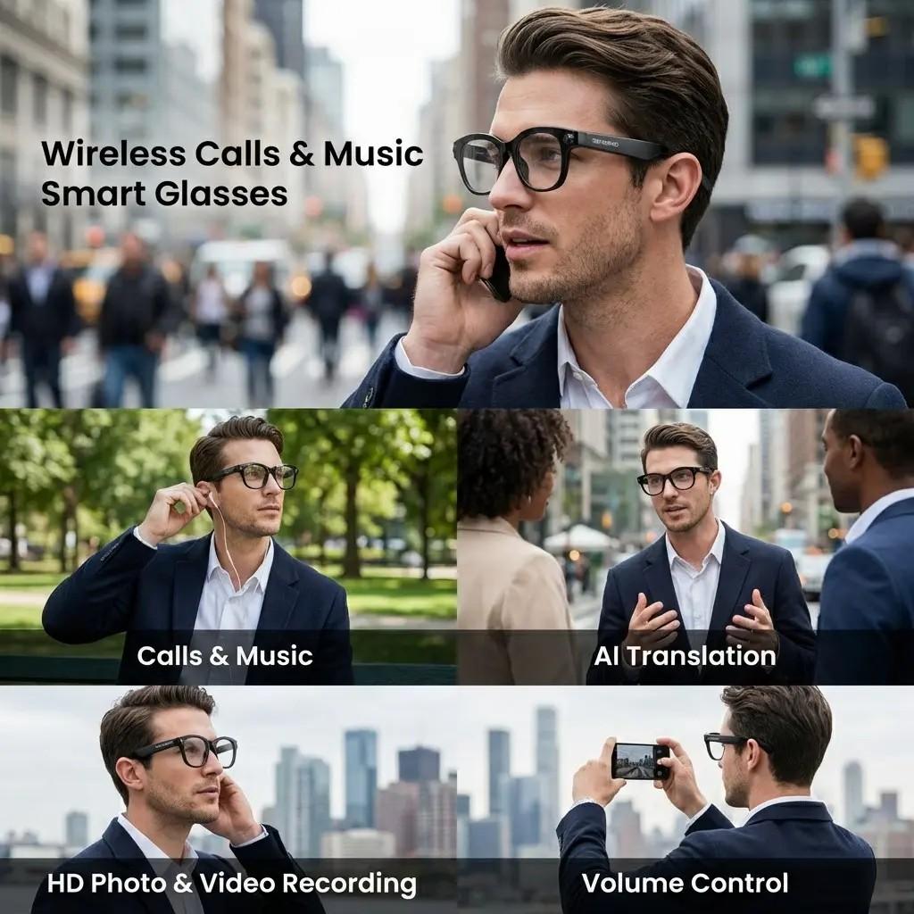 M89 Ai Smart Translation Glasses, HD Camera, Music Control, Wireless Call, Object Recognition, 290mah Battery, Ai Camera Glasses