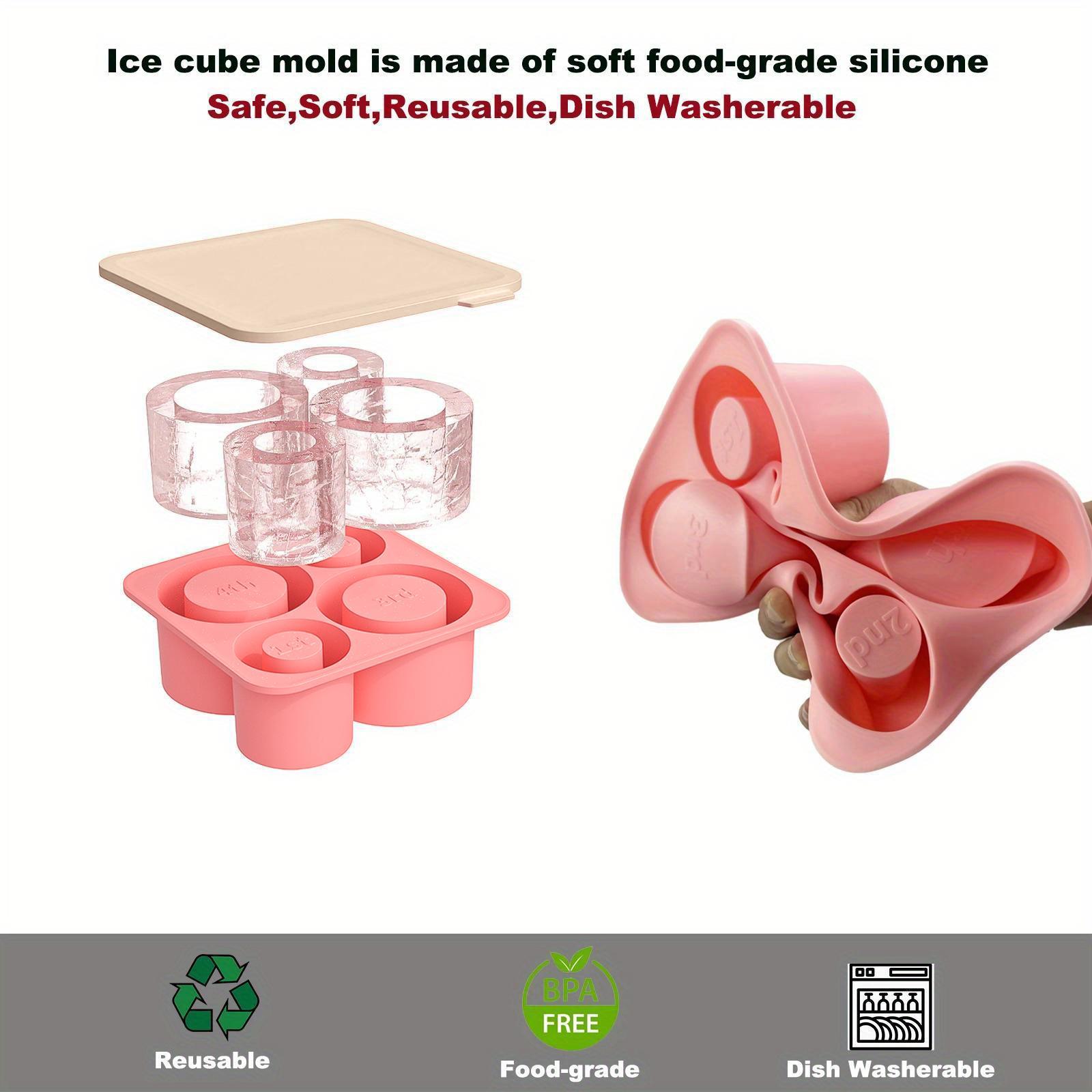 1PC Stanley silicone ice tray, 4-panel covered easy to release ice cube mold, large capacity water cup accessories for coffee, cocktails, and cold drinks enthusiasts, Stanley ice cream cup accessories