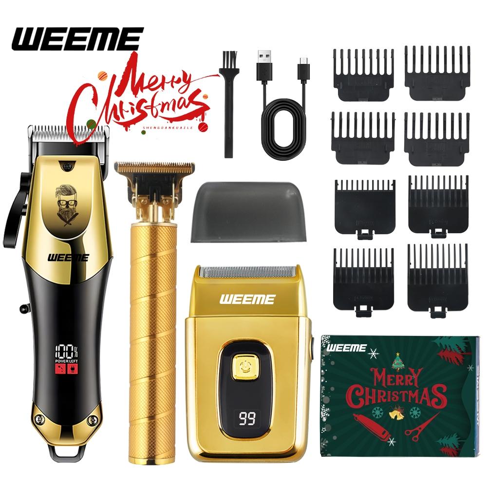 Weeme Men's Professional, USB Rechargeable Electric Shaver, T-Blade Trimmer, 8 Guide Combs, 3 Cleaning Brushes, Gift Boxed, Barber Clippers Set