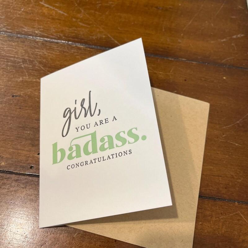 1pc  Badass Woman Card with Envelope. Congratulation New Job. Promotion Gift. Congratulation Graduation Card for Her. Funny Graduation Card. PhD Graduation.