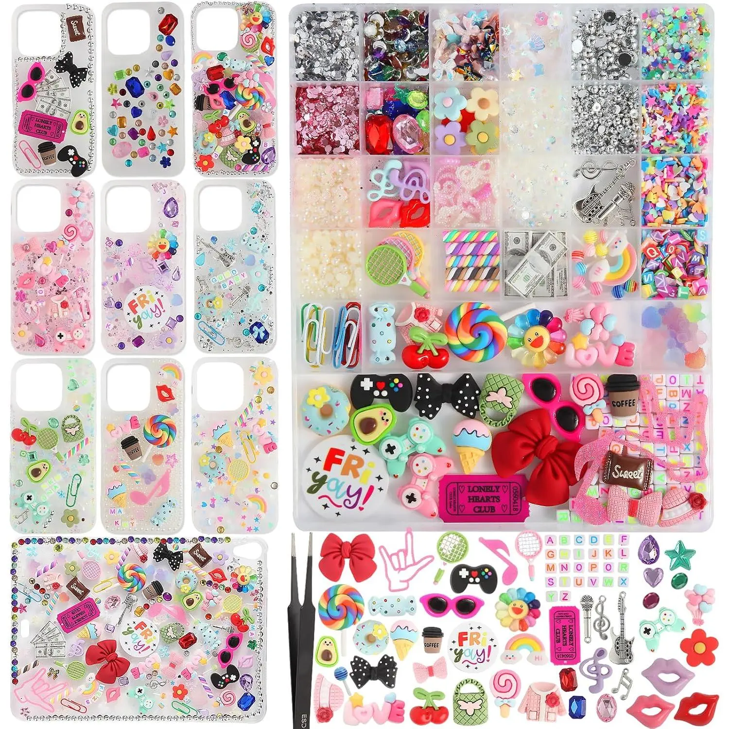 4980 Pcs Junk Phone Case Charms Kit with DIY Nail Charms