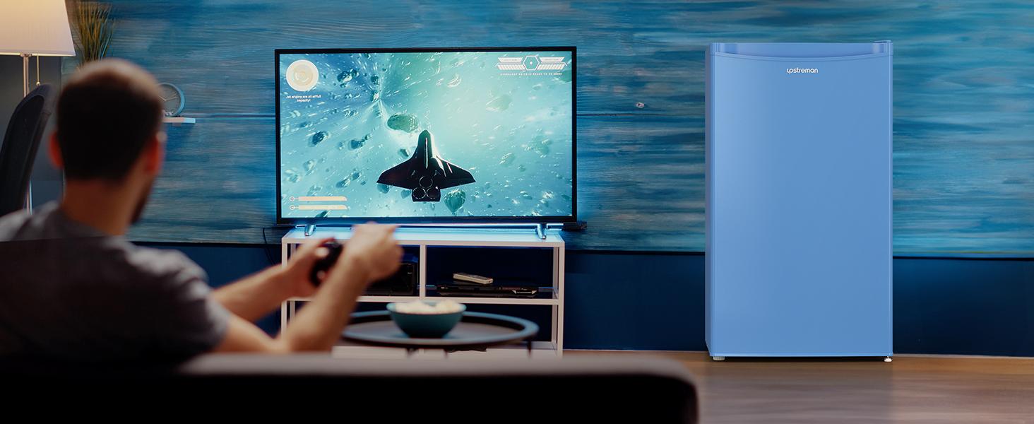 Upstreman mini fridges 3.2 Cu.Ft with Freezer Compact Single-Door Fridge for Dorm Office Bedroom BR321 Adjustable Temperature Thermostat Energy Efficient Quiet Operation Red Fridge brands Small pantry drink fridge skincare fridge Appliance