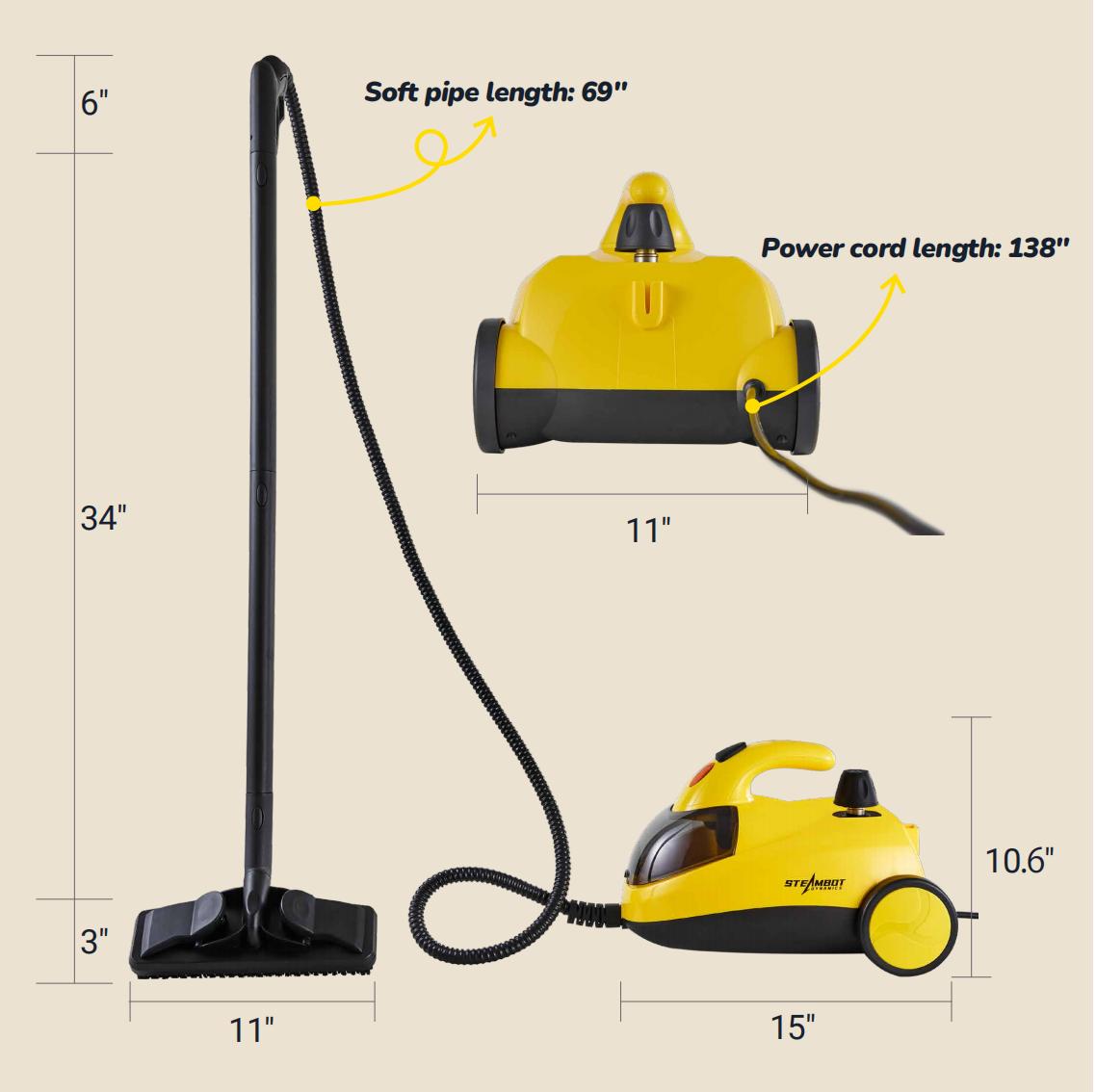 Steambot Steam Cleaner with High Pressure Steam, 2L Large Water Tank Capacity, 28 Accessories with storage case design, Heavy Duty Chemical-Free Deep Cleaning for House, Kitchen, Bathroom, Car, Multi-Purpose Cleaning, Steamer for Cleaning,Floor Steamer