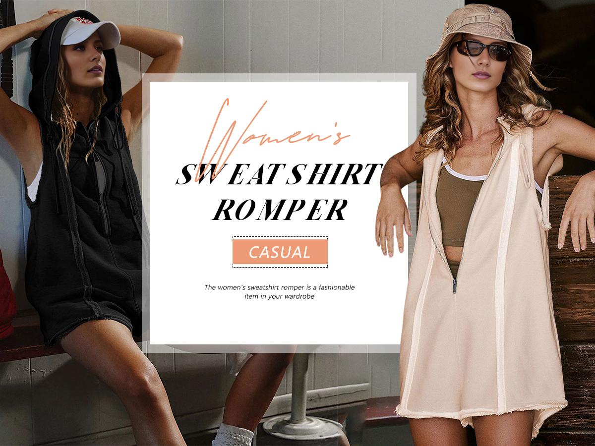 Tanming women's Short Half Zipper Sports Jumpsuit for Fitness Outdoor Leisure Springfresh Sleeveless Loose Hoodie for women for Hyrox
