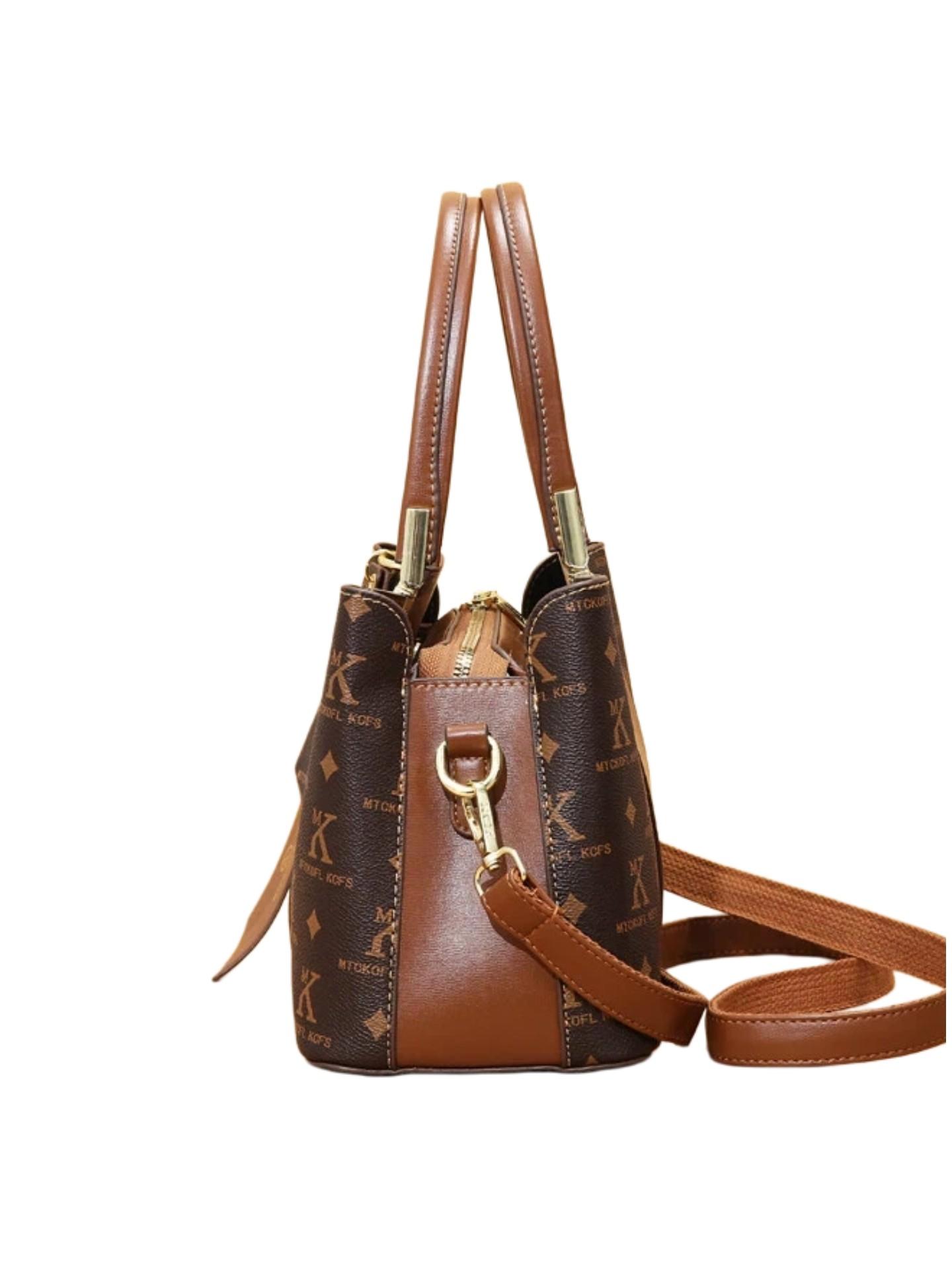 Light luxury letter-printed 3-piece women's bag set, high-end texture large-capacity handbag, practical and versatile for daily work, shopping and gatherings, can be worn in multiple ways such as single shoulder and crossbody, best-selling bag