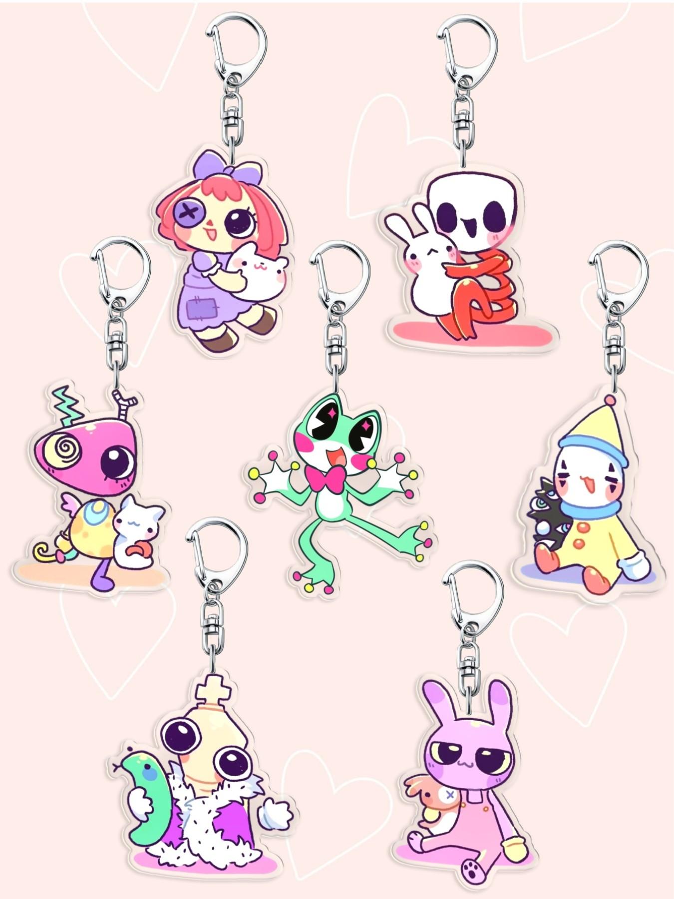 Cute The Amazing Digital Circus Acrylic Keychains For Accessories Bag Pendant Key Chain Ring Jewelry Fans Friends Gifts Car Accessories Bag Charm Backpack For School Letter Goth Y2k
