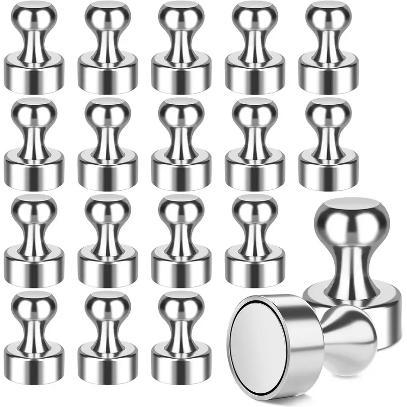 30-Pack Small Size Neodymium Rare Earth Pins, Sturdy Metal Fridge Holders, Scratch-Free Fasteners with Strong Hold for Whiteboard, Hanging Items on Metal Surfaces