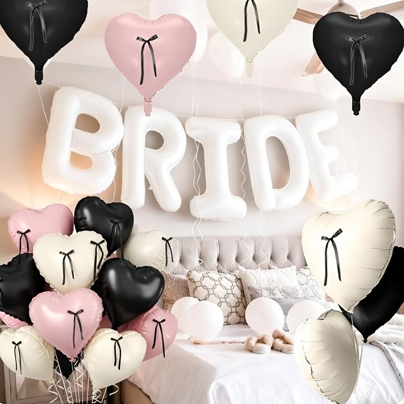23 Piece Party Balloon Set, 10 Heart Shaped Balloons with Bow Ribbon, 18 Inch Aluminum Foil Balloons, Birthday Wedding Decorations