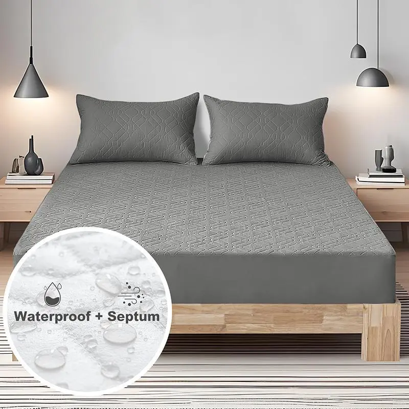 Premium Waterproof Mattress Protector - Deep Pocket Fit (2in-12in), Smooth Texture, Soft Breathable Durable Non-Slip Noiseless Machine Washable Bed Cover, No Chemicals, Keeps Mattress Fresh, For Home Use (All Sizes Including King 198*203cm)