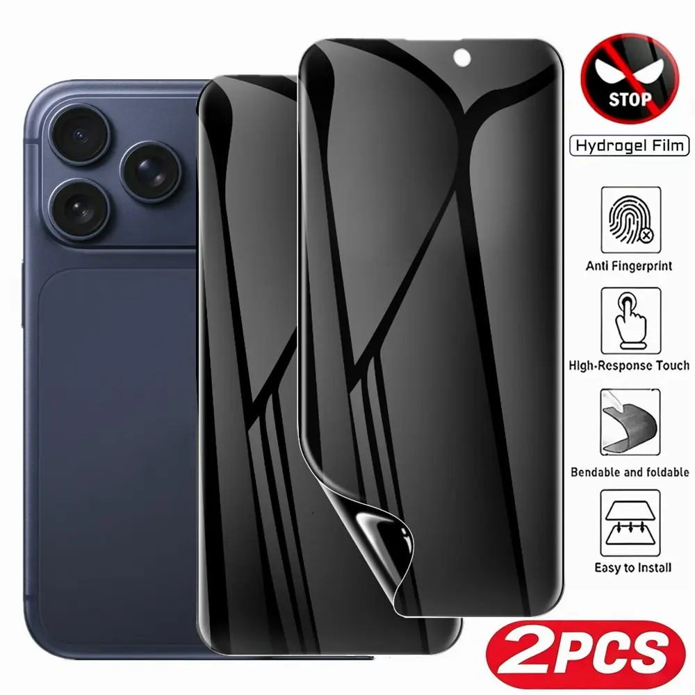 2Pcs Privacy Hydrogel Film For iPhone 17 Pro Max, Full Coverage Flexible Anti-Peeping Screen Protector Film For iPhone 17 17 Pro 17 Pro Max Anti-Spy Film Touch Sensitive