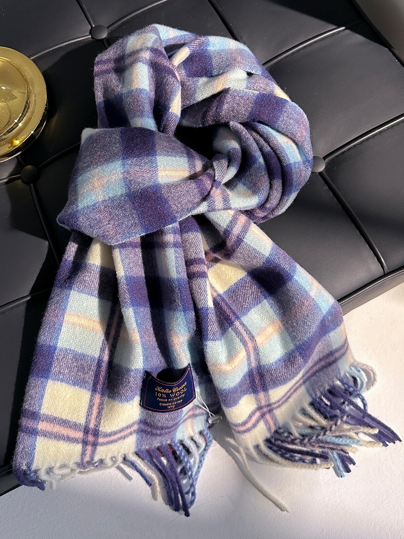 Women's Plaid Pattern Scarf, Casual Fitted Structure Design, Warm Daily Wear Accessory, Fashionable Comfortable Multifunctional Shawl for Fall & Winter