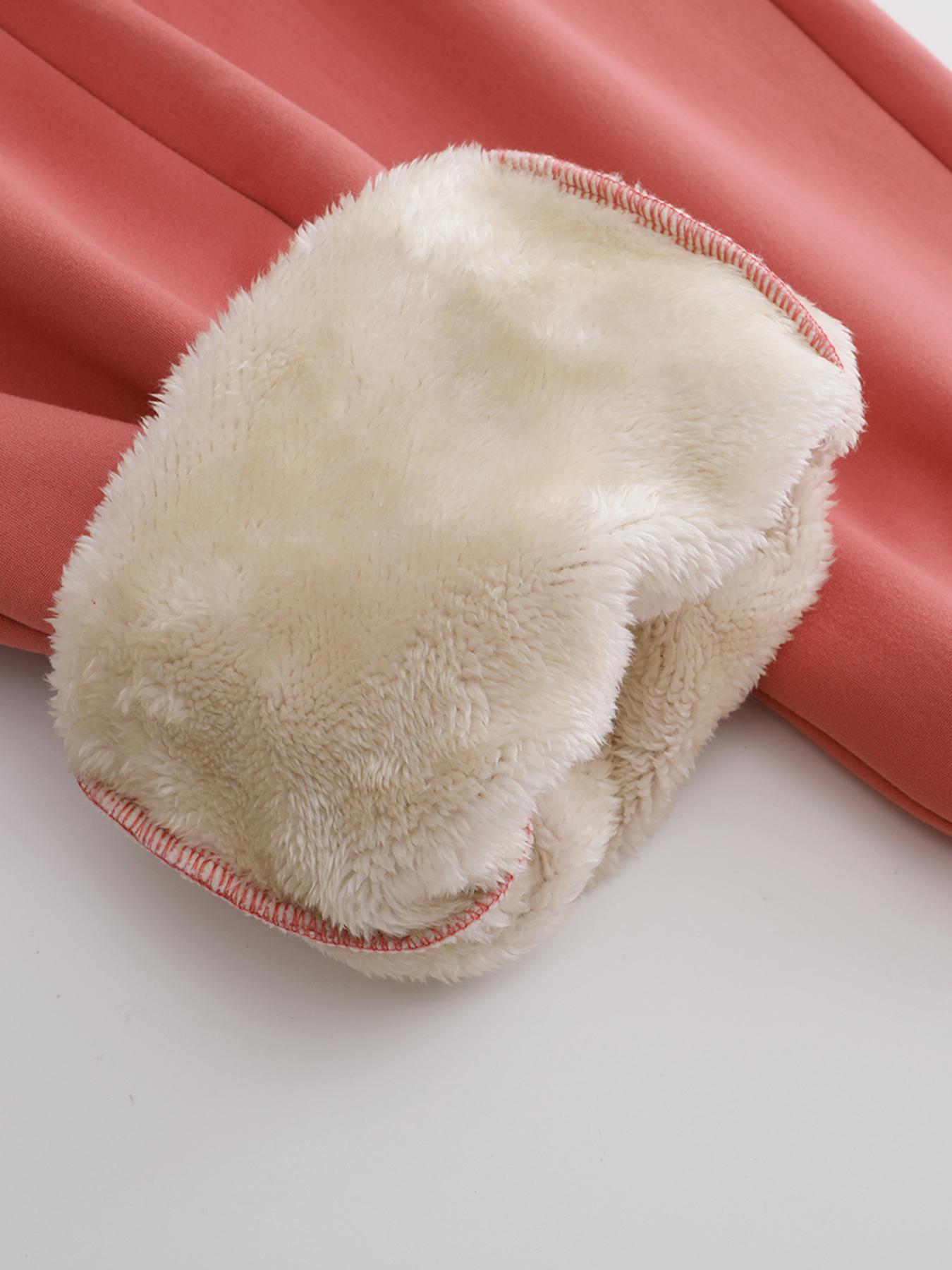 Women's Casual Straight Leg Fleece Lined Pants, Thickened Long Trousers for Fall & Winter, Daily Wear Fashion Sweatpants Bottom