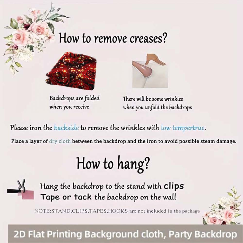 2D flat banner, 1pcMagical Red Rose Backdrop with Twinkling Lights, Romantic Rose Party Decor for Festive Events, Dark Background Sparkle Rose Decorations for TikTok Content