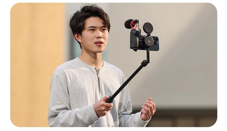 ULANZI Selfie Phone Tripod Mount MA35, 2-in-1 Magnetic & Phone Clip Camera Grip Handle Holder with Detachable Remote Shutter with Cold Shoe Adapter for Smartphone Video Shooting