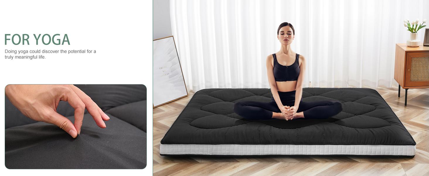 MOPHOTO Japanese Floor Mattress Futon Mattress, Twin/Full/Queen Size Foldable Mattress, Roll Up Mattress Sleeping Tatami Mat Floor Lounger Guest Bed