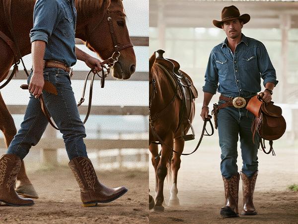 Bruno Marc Cowboy Boots for Men, Slip On Western Boots with Chic Embroidered Durable Short Retro Country Square Toe Boot, Breathable Comfort, Orthotic Support, Ideal for Fall & Winter SpringStatements