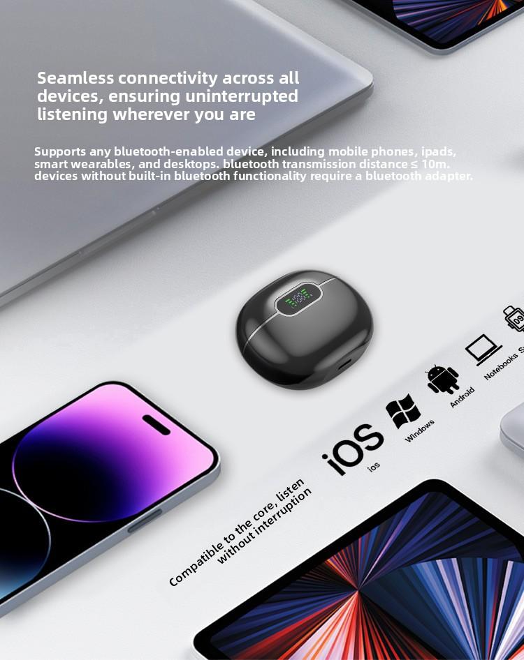 Intelligent noise reduction in-ear wireless digital display binaural stereo bass bluetooth headset Deep Earbuds