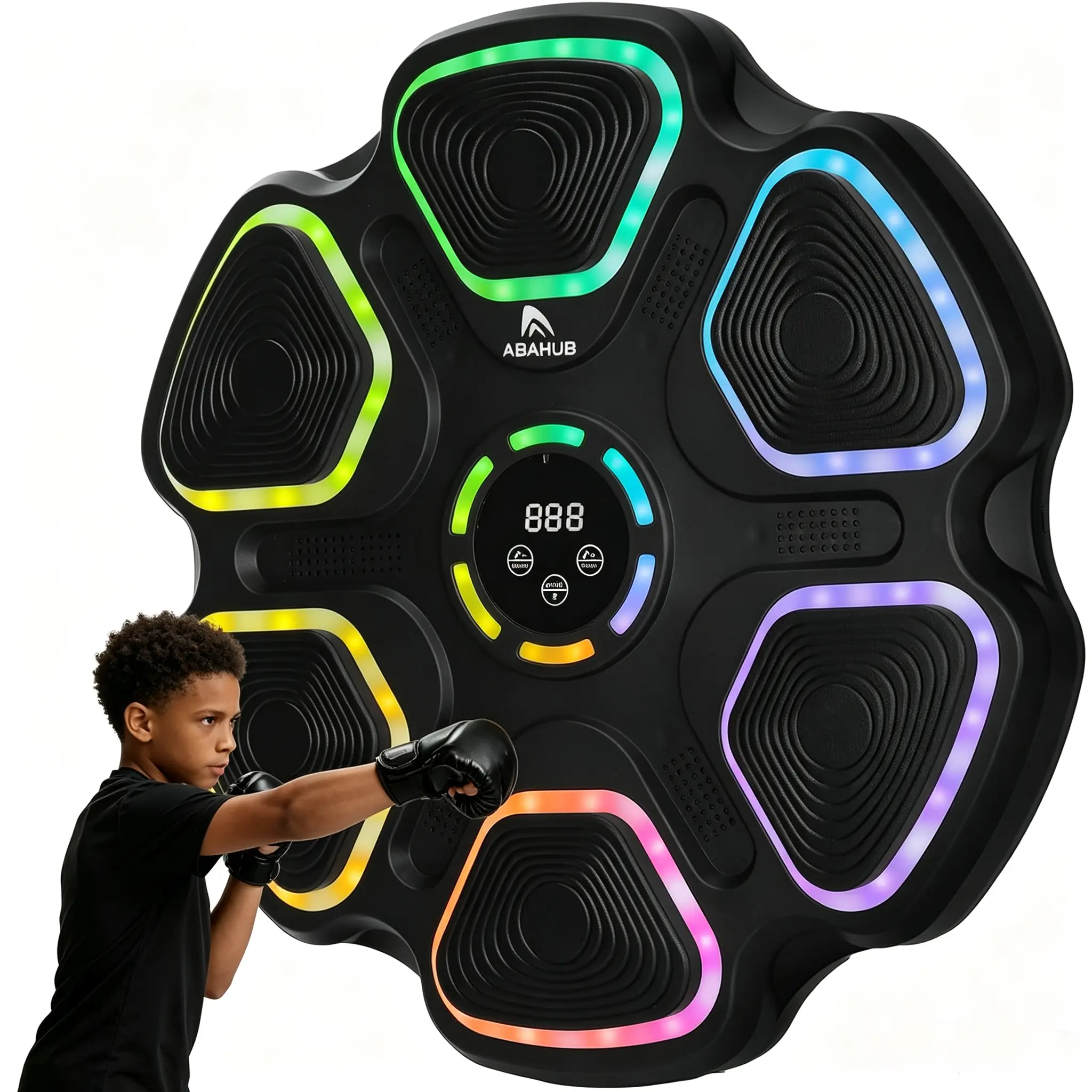 Abahub Interactive Boxing Trainer & Boxing Training Set for Adults - 11 Modes, Bluetooth Punch Machine, Wall Mounted Target, Home Fitness Equipment with Gloves, Ideal Gift, Practice Dummy Boxing