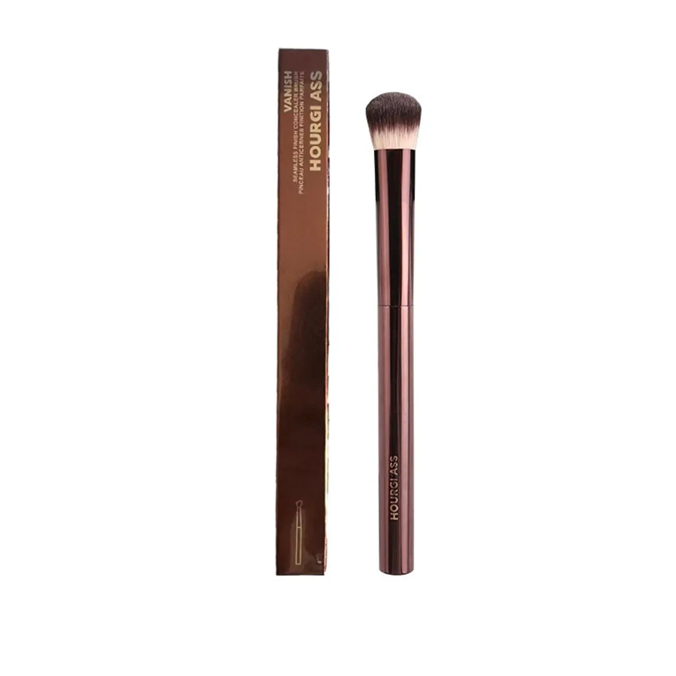 Medium Crescent Concealer Brush, Seamless Metal Handle, Oval Head, Soft Polyester Fiber, Hypoallergenic, Covers Dark Circles, Pimples, Fine Lines, Concealer Face Brush