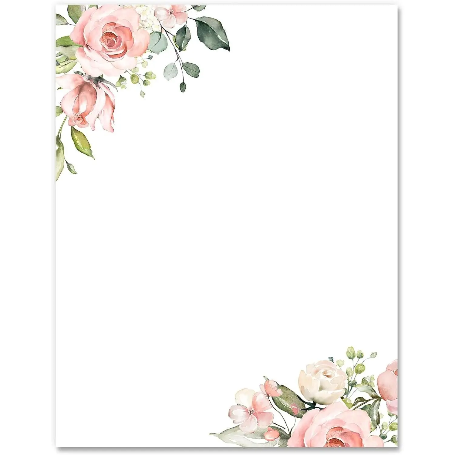 60 Sheets Floral Stationery Letterhead Paper Double-Sided Print Pink Flower Letter Writing Paper Spring Greeting Note Papers for Wedding Bridal Shower Invitation Office Printing, 8.5 x 11 Inch