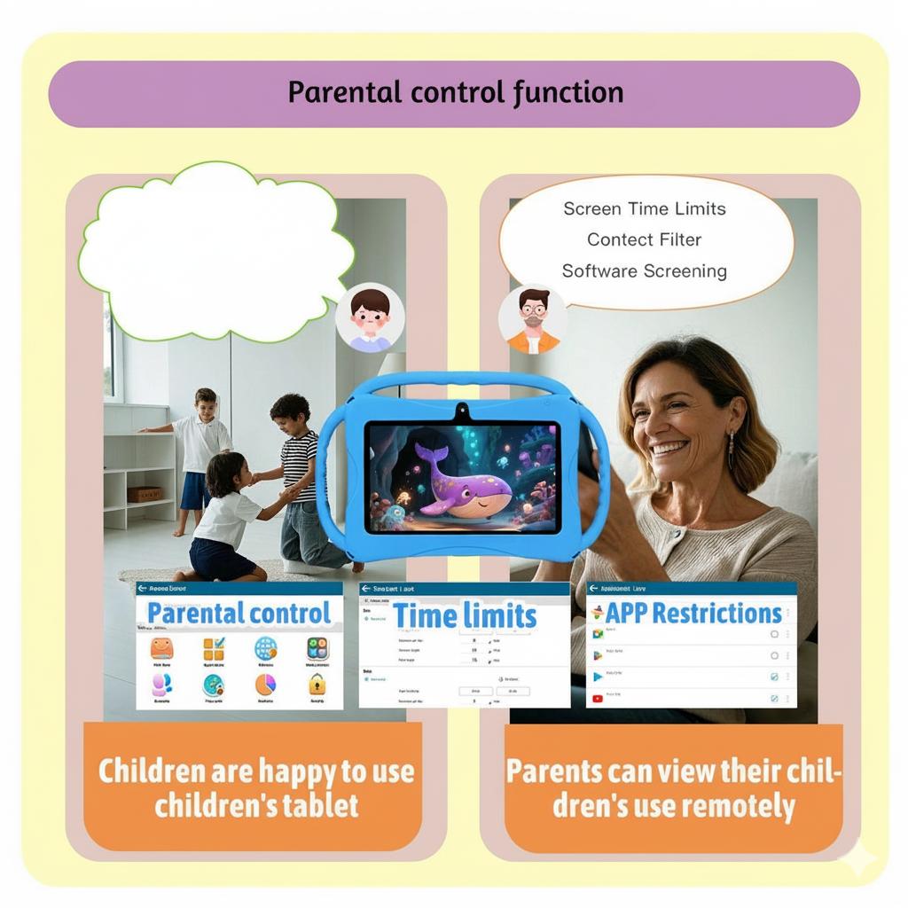 Educational Tablet,7-inch Kids Tablet with Three-Handle Shockproof Case |     Android Learning Tablet for Toddlers |     Parental Control, Dual Camera, WiFi |     Best Gift for Children Eye Protection