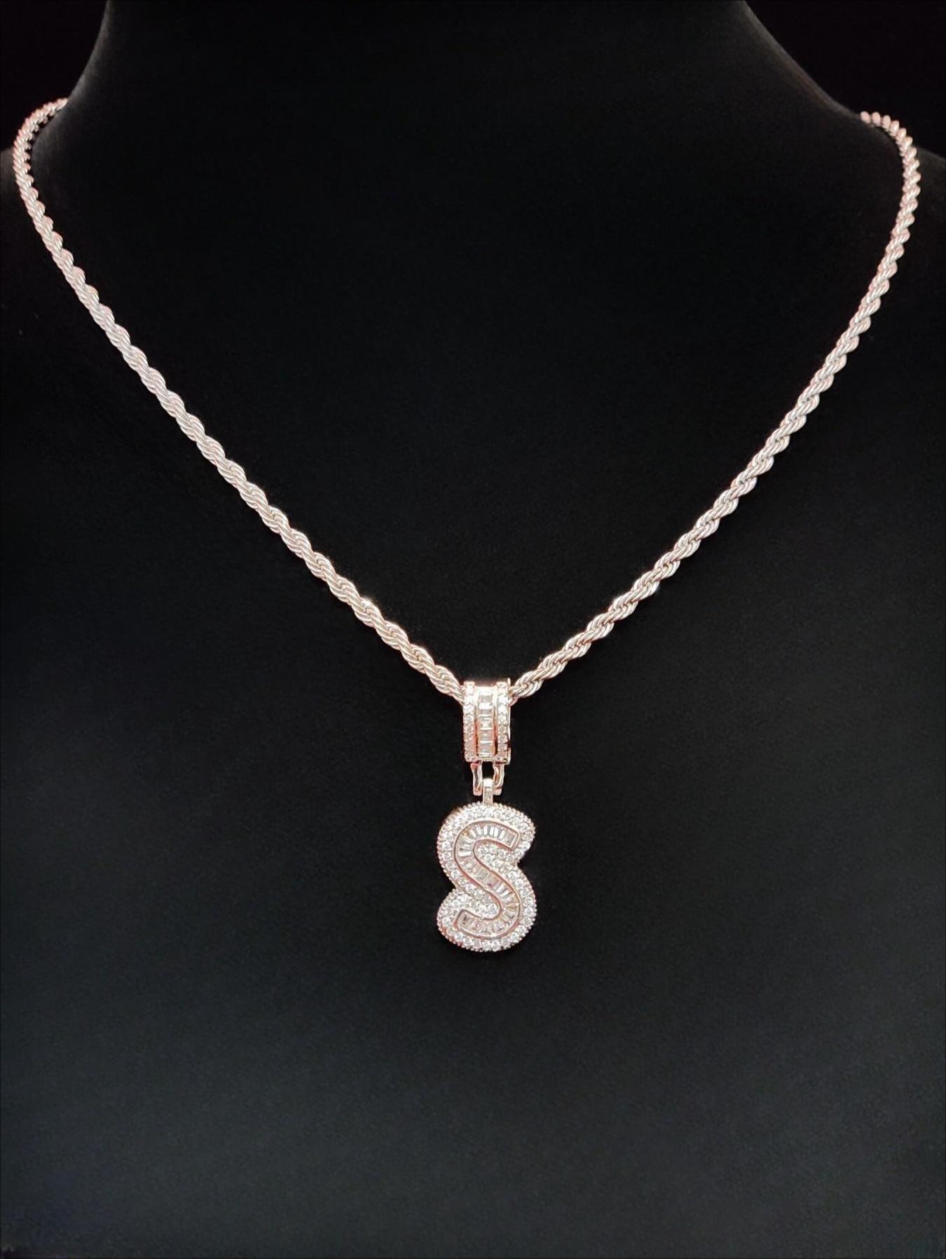 Women's Sparkling Cubic Zirconia Initial Necklace - Personalized Alphabet Letter Pendant, Silver Costume Jewelry, Fashion Birthday Gift, Letter Necklace