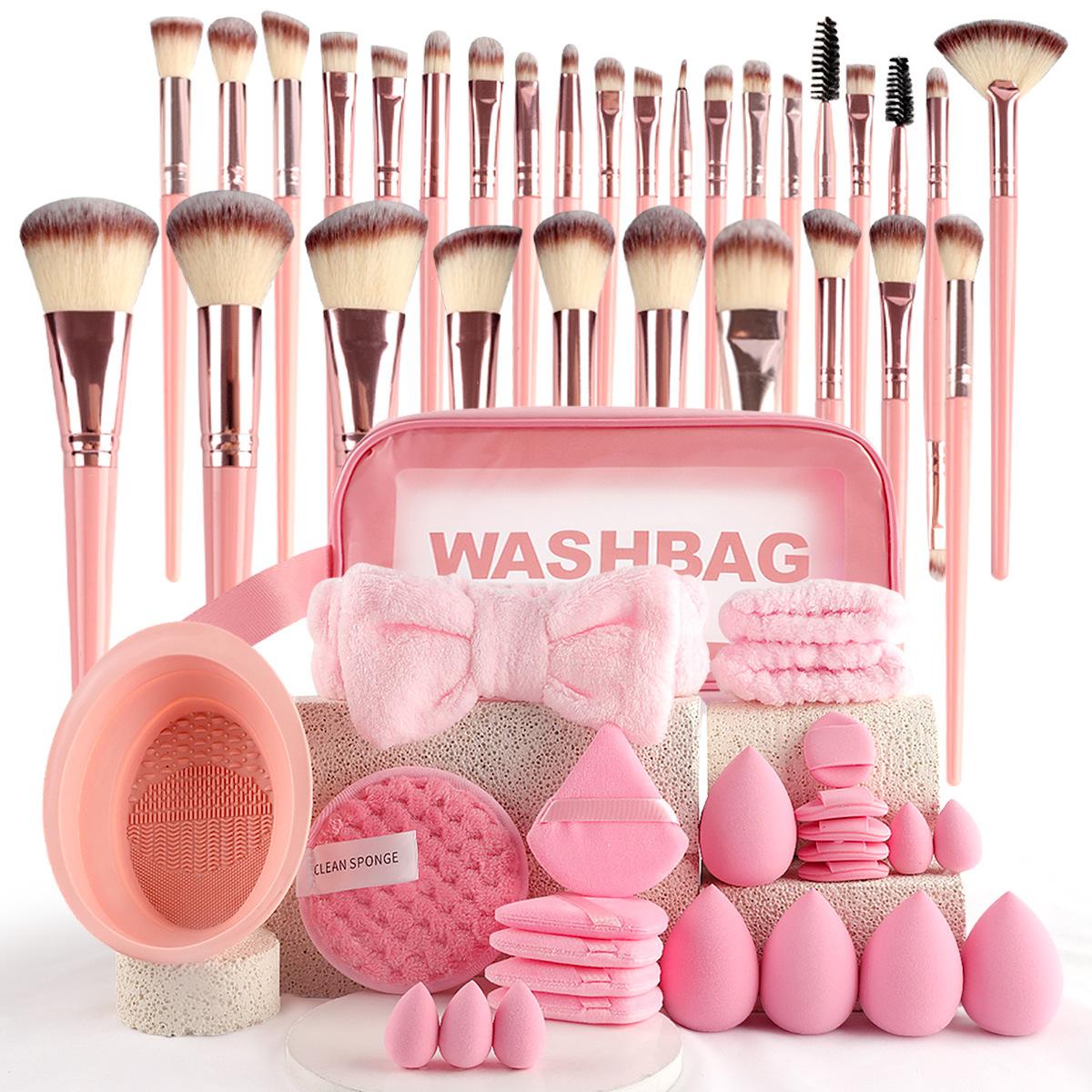 Makeup Brush Set with Sponge and Puff, Synthetic Makeup Brushes, Ultimate Beauty Tools Kit, Complete Cosmetic Brush Collection for Flawless Application, with Makeup Brush Organizer